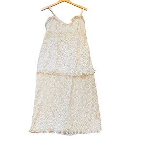 KUT FROM THE KLOTH Cream Brown Polka Dot Tiered Drop Waist Maxi Dress